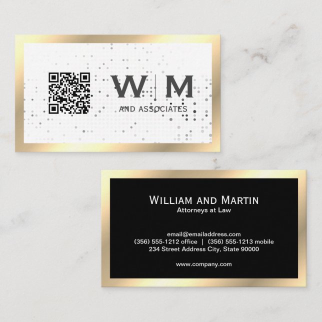 Führungskraft Gold Monogram | QR CODE Visitenkarte (Vorne/Hinten)