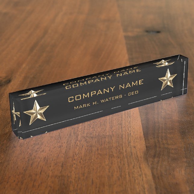 Führungskraft Gold Star Company Namensplakette (Seite)
