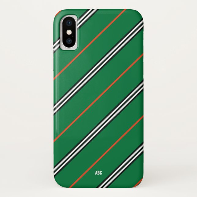Führungskraft iPhone X Case Green Striping Mit Mon (Rückseite)