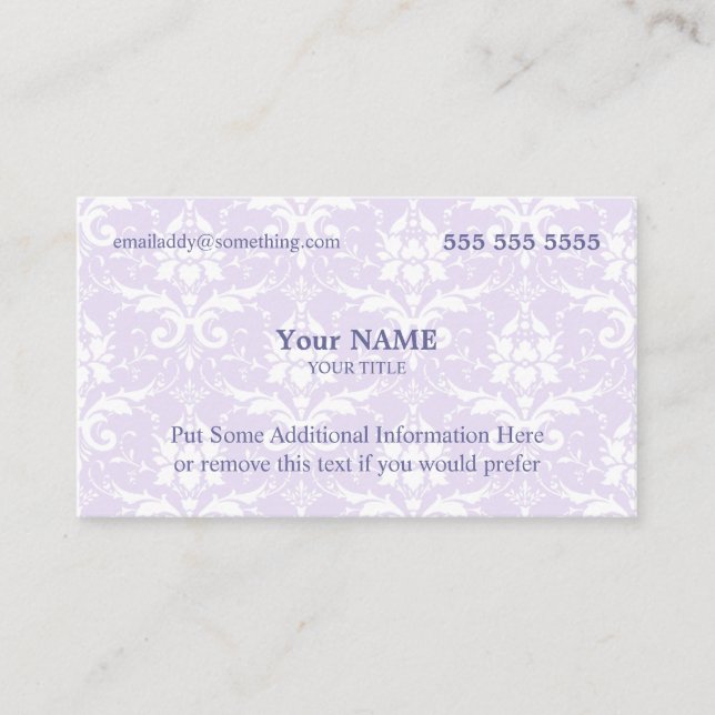 Führungskraft Lavendel und White Damask Visitenkarte (Vorderseite)