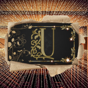 Führungskraft Mit Monogramm Gold Black Letter 'U' Visitenkarte