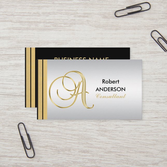 Führungskraft-mit Monogramm Visitenkarte (Vorderseite/Rückseite Beispiel)