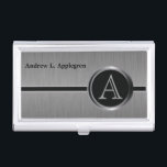 Führungskraft Monogram Design - Black Brush Steel Visitenkarten Dose<br><div class="desc">Führungskraft Designed Business Card Cases bereit für Sie, um Ihre individuellen Wünsche. ✔ HINWEIS: ÄNDERN SIE NUR DIE VORLAGEBEREICHE, DIE SIE BENÖTIGEN! 😀 Sie können den Text bei Bedarf entfernen und neu hinzufügen, was immer Sie möchten und welchen Schriftart Sie möchten. 📌 Wenn Sie weitere Anpassungen benötigen, klicken Sie bitte...</div>