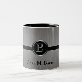 Führungskraft Monogram Design - Black Brush Steel Zweifarbige Tasse