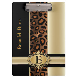 Führungskraft-Monogramm-Leopard-Entwurf | Klemmbrett