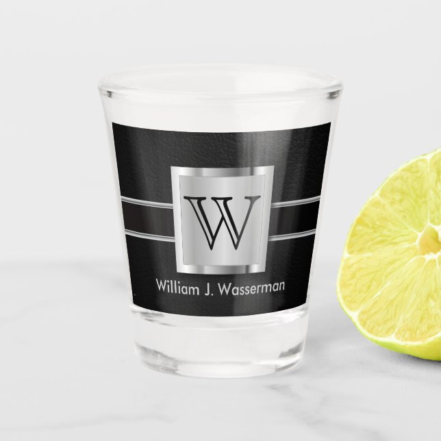 Führungskraft Schwarz & Silber - Mit Monogramm Schnapsglas (Vorderseite)