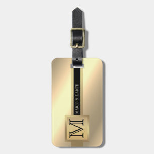 Führungskraft Schwarz und Gold-Metal-Monogramm Gepäckanhänger