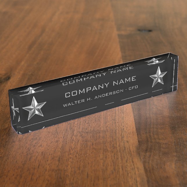 Führungskraft Silver Star Company Namensplakette (Seite)