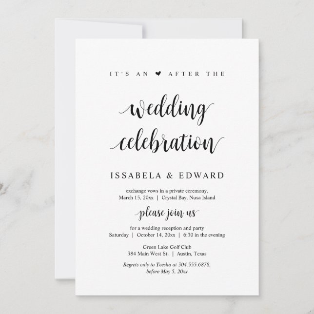 Fuite, C'est une fête après le mariage Invitation (Devant)
