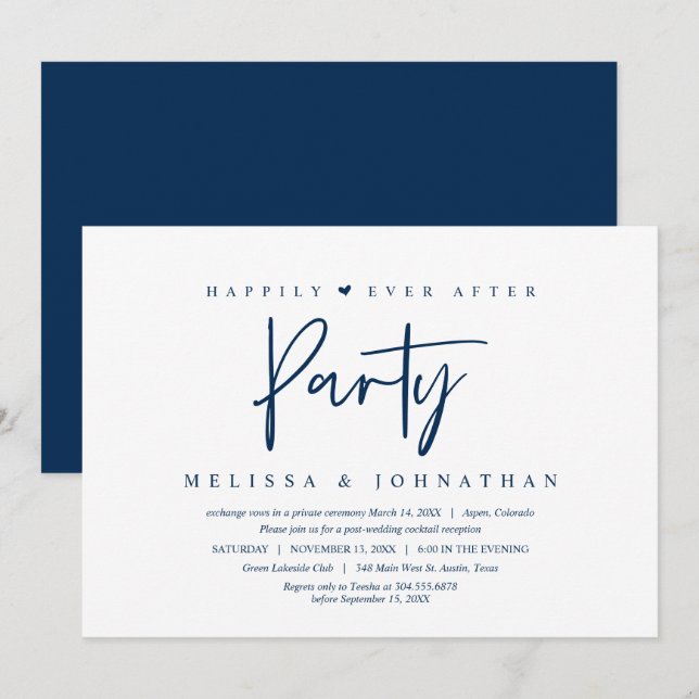 Fuite de mariage, invitation à la fête de bonheur  (Devant / Derrière)