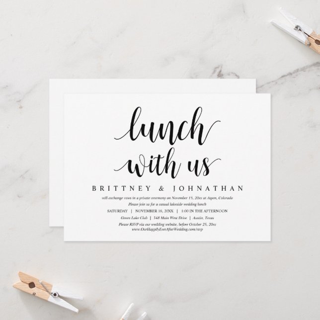 Fuite en amoureux, déjeuner avec nous, invitation  (Devant/Arrière en situation)