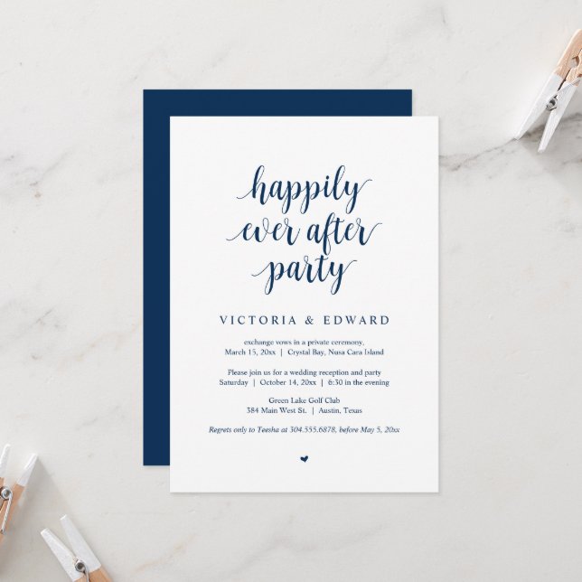 Fuite en mariage, invitation à la fête pour toujou (Devant/Arrière en situation)
