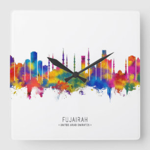 Fujairah UAE Skyline Quadratische Wanduhr