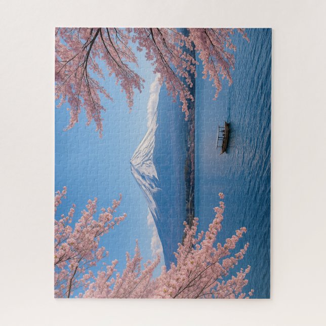 Fuji and Sakura by the Spring Lakeside (Vertikal)