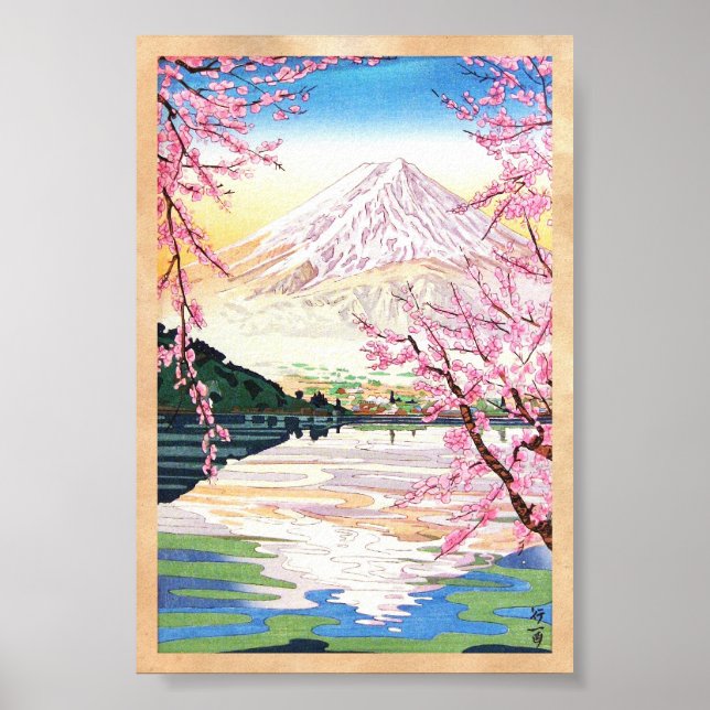 Fuji aus Kawaguchi Okada Koichi shin hanga japan Poster (Vorne)