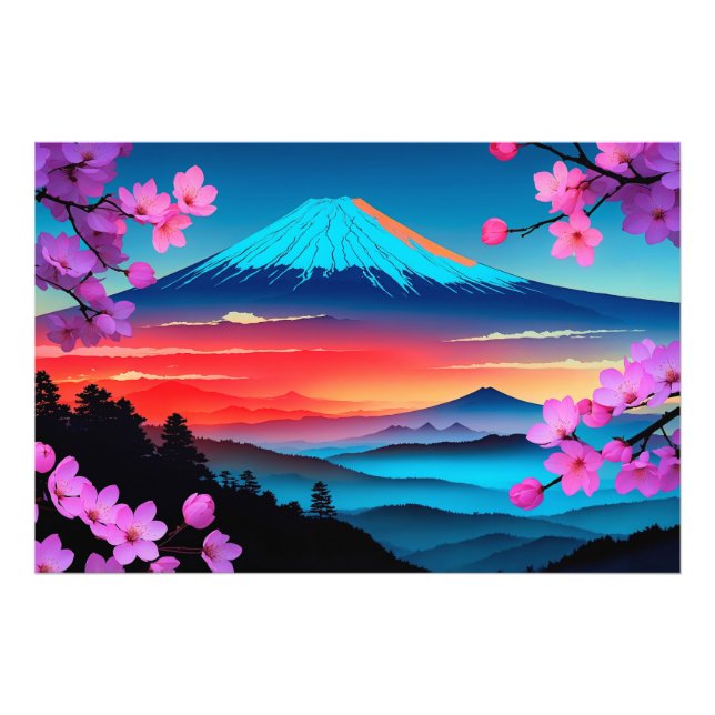 Fuji Cherry Blossom Landschaft Kunst Prinz Fotodruck (Vorne)
