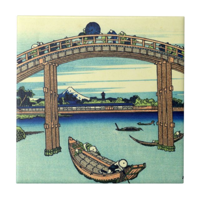 Fuji gesehen durch die Mannen Brücke bei Fukagawa Fliese (Vorderseite)