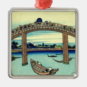 Fuji gesehen durch die Mannen Brücke bei Fukagawa Silbernes Ornament