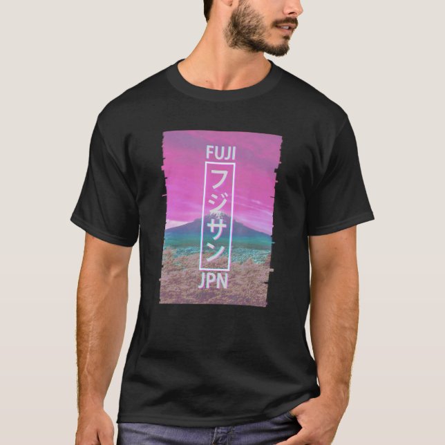 Fuji Japan Glitch Japanisch Vaporwave Ästhetik T-Shirt (Vorderseite)