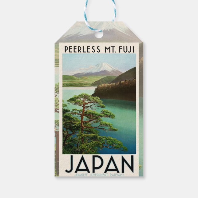Fuji Japan Reiseplakat Vintage Kunst Geschenkanhänger (Rückseite)