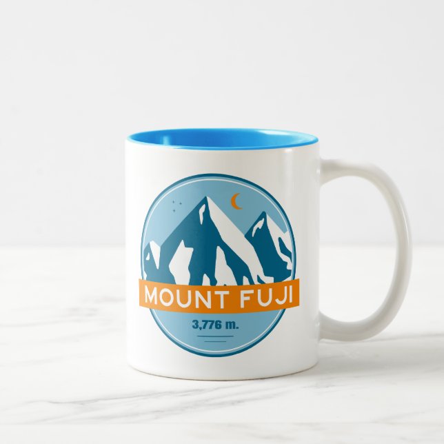 Fuji Japan Stars Moon Zweifarbige Tasse (Rechts)