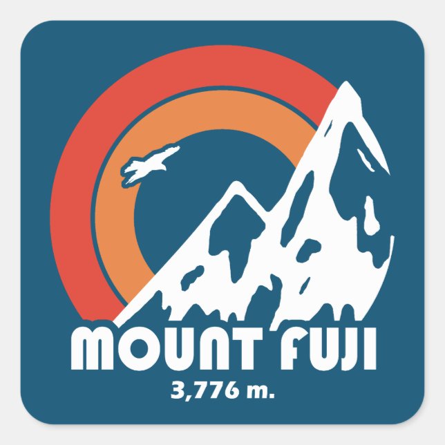 Fuji Japan Sun Eagle Quadratischer Aufkleber (Vorderseite)