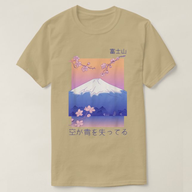 Fuji Japanese Sakura Cherry Blossom Vaporwave A T-Shirt (Design vorne)
