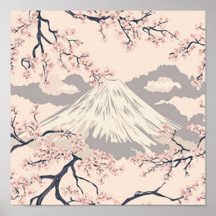 Fuji mit Kirschblüten – Japanisch (2) Poster