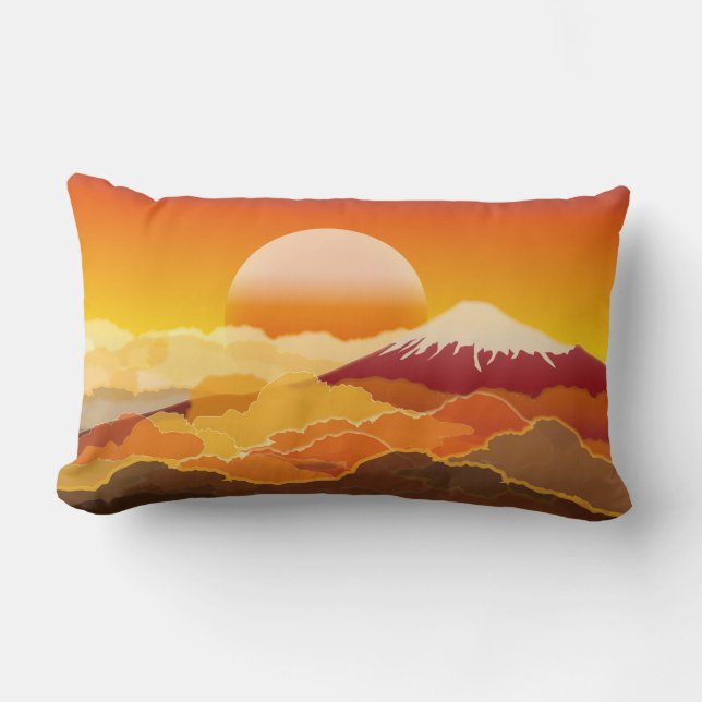 FUJI & SUNSET Lumbar Pillow Japan Lendenkissen (Vorderseite)