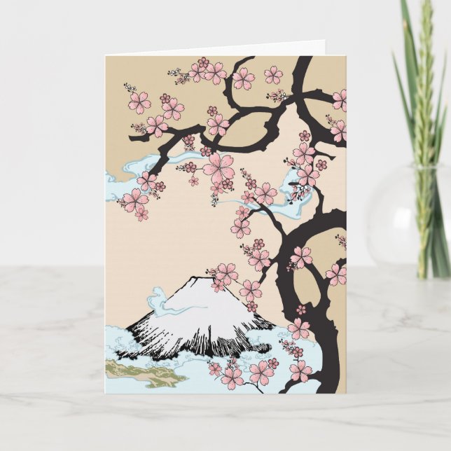 Fuji und Kirschblüte-Karte Karte (Vorderseite)