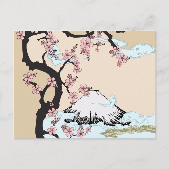 Fuji und Sakura Postkarte (Vorderseite)
