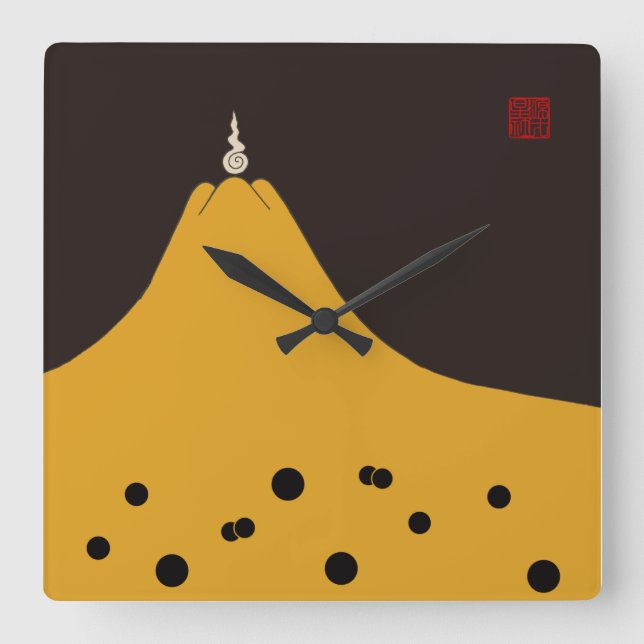 Fujigoshinkamonkurokirasya-Jinbaori Quadratische Wanduhr (Vorderseite)