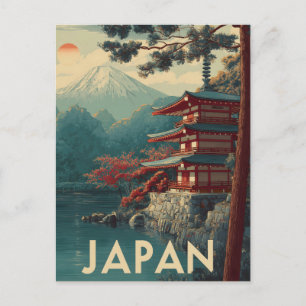 Fujisan im Vintage-Stil Postkarte