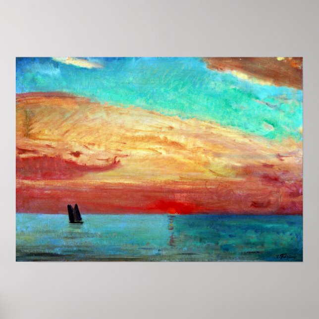 Fujishima Takeji Sunrise über der Ostsee Poster (Vorne)