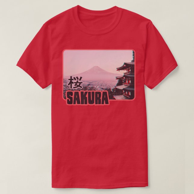 Fujiyama Sakura Cherry Blossom Kunst für japanisch T-Shirt (Design vorne)