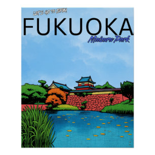 Fukuoka Burg Maizuru Park Japan Reise Poster