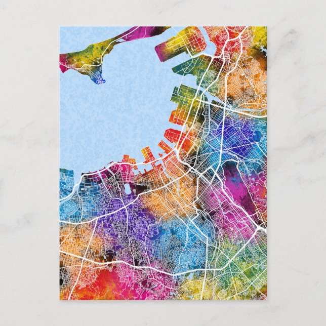 Fukuoka Japan City Map Postkarte (Vorderseite)