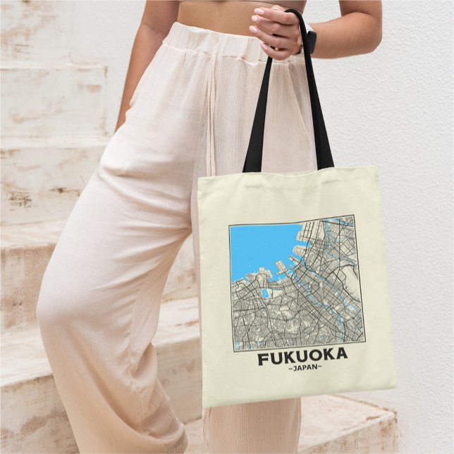 Fukuoka, Japan, City Map Tote Bag (Créateur téléchargé)