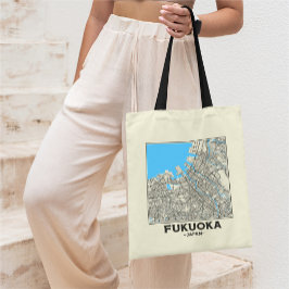 Fukuoka, Japan, City Map Tote Bag Tragetasche