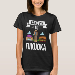 Fukuoka Japan City Skyline Karte T-Shirt