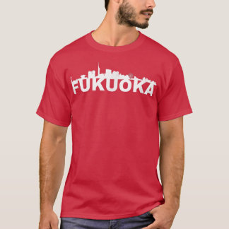 Fukuoka Japan City Skyline Silhouette Outline Sket T-Shirt