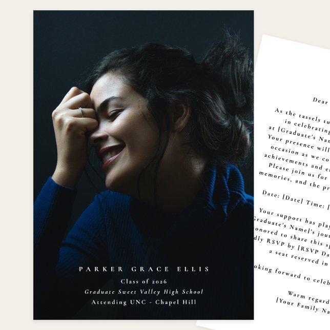Full Bleed Elegant Photo Graduation Announcement Ankündigung (Von Creator hochgeladen)