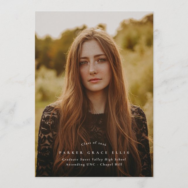 Full Bleed Photo Simple Graduation Announcement Ankündigung (Vorderseite)