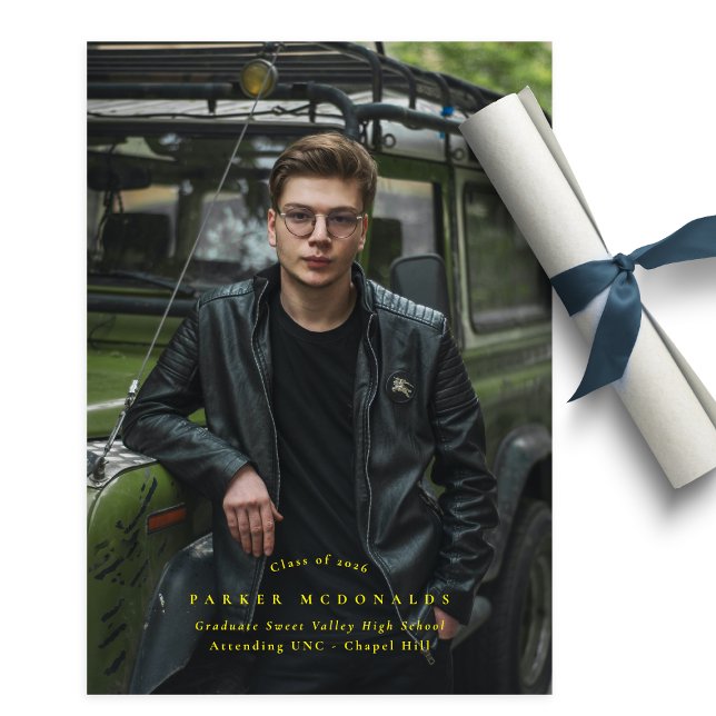 Full Bleed Photo Yellow Graduation Announcement Ankündigung (Von Creator hochgeladen)
