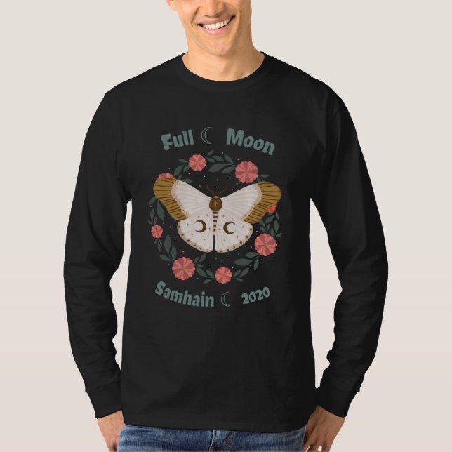 Full Blue Moon Samhain 2020 Moth Garland T-Shirt (Vorderseite)