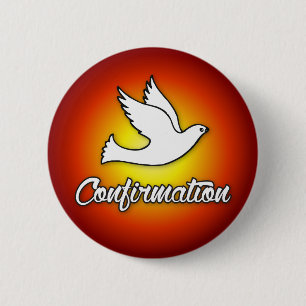 Füll-Button, religiöse Taube auf Rot, Konfirmation Button