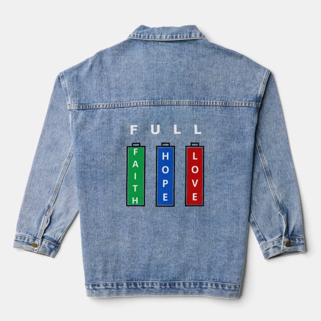 Full Energy Denim Jacket mit Faith Hope Liebe Jeansjacke (Rückseite)