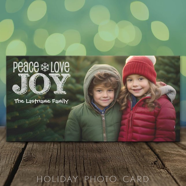 Full Foto Peace Liebe Freude an Weihnachten (Classic Holiday Photo Card)