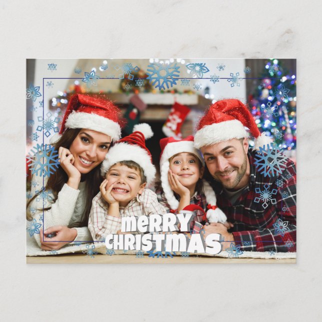 Full Front Foto Snowy Frohe Weihnachten Postkarte (Vorderseite)