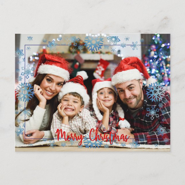Full Front Photo Snowy Christmas Postkarte (Vorderseite)